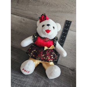 2015 WalMART CHRISTMAS Snowflake TEDDY BEAR White Girl 13" Red/black Dress